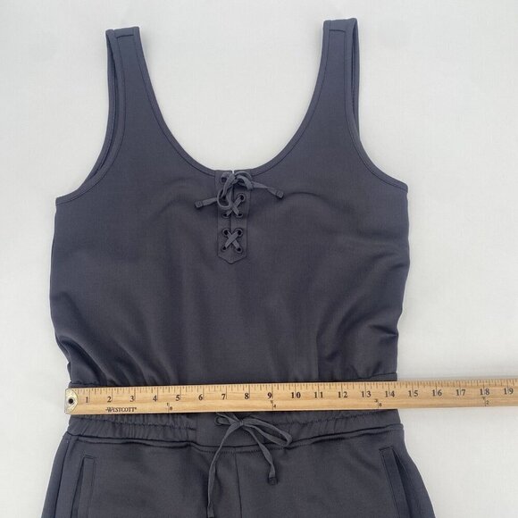 BLANC NOIR Side Medium Lace Up Romper Sleeveless Charcoal Gray Modal - Picture 11 of 16